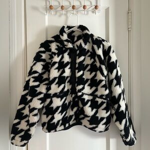 Free People Black and White Herringbone Jacket